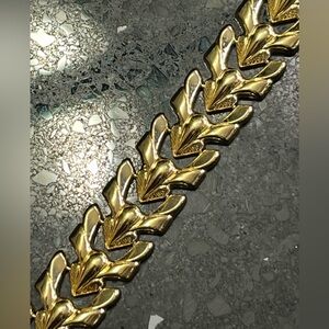 18k Gold Technibond Vermeil Stampato Link Wide Polished Bracelet Vintage HSN